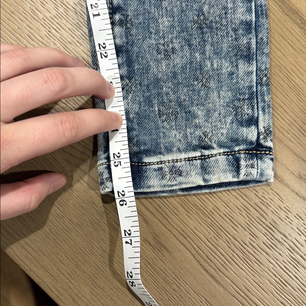 Deal Jeans Acid Wash Low Rise Skinny Jeans Size M 26 Floral Print Moto Style - Picture 11 of 12